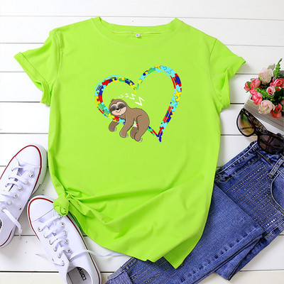 S-5XL divatos, 100% pamut női póló, alkalmi laza, laza szívvel nyomtatott nyári női pólók, felső nagy méretű WX219