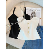 Väike, värske, magus kootud paakkangast lihtne daami varrukateta supper 2023. aasta suve uusim seksikas naiste topp