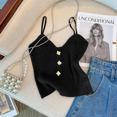 Väike, värske, magus kootud paakkangast lihtne daami varrukateta supper 2023. aasta suve uusim seksikas naiste topp