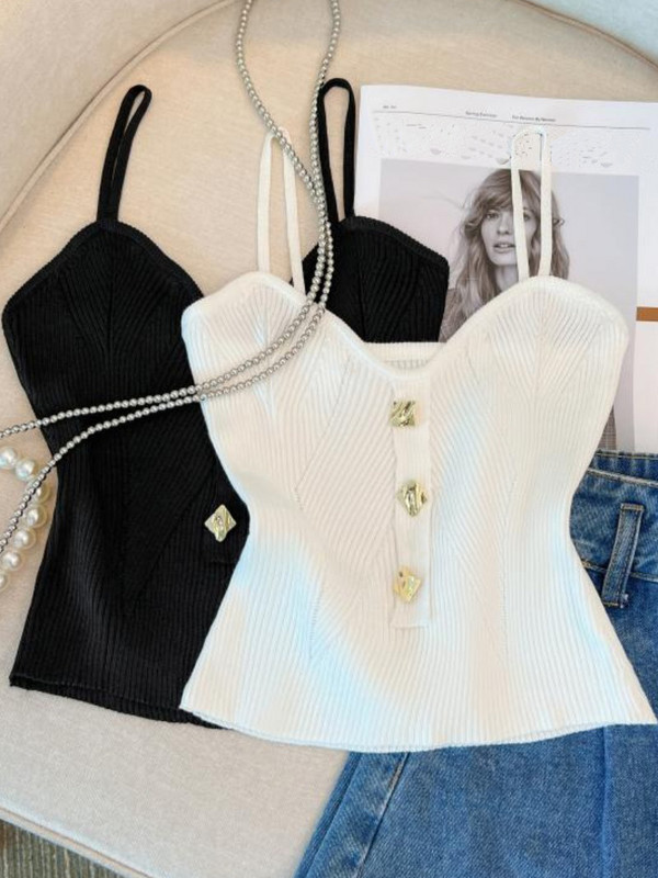 Väike, värske, magus kootud paakkangast lihtne daami varrukateta supper 2023. aasta suve uusim seksikas naiste topp