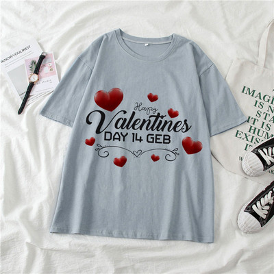 Νέο Happy Valentine`s Day Κόκκινη καρδιά γραφικά γυναικεία μπλουζάκια Μαύρο Harajuku μόδας κοντό μανίκι δώρο ρούχων σε μεγάλο μέγεθος S-xxl