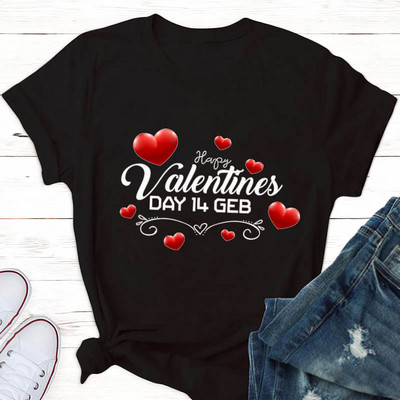 Νέο Happy Valentine`s Day Κόκκινη καρδιά γραφικά γυναικεία μπλουζάκια Μαύρο Harajuku μόδας κοντό μανίκι δώρο ρούχων σε μεγάλο μέγεθος S-xxl