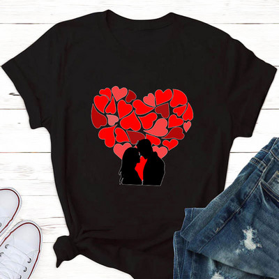 Νέο Happy Valentine`s Day Κόκκινη καρδιά γραφικά γυναικεία μπλουζάκια Μαύρο Harajuku μόδας κοντό μανίκι δώρο ρούχων σε μεγάλο μέγεθος S-xxl