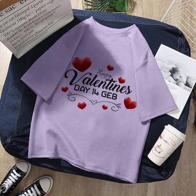 Νέο Happy Valentine`s Day Κόκκινη καρδιά γραφικά γυναικεία μπλουζάκια Μαύρο Harajuku μόδας κοντό μανίκι δώρο ρούχων σε μεγάλο μέγεθος S-xxl
