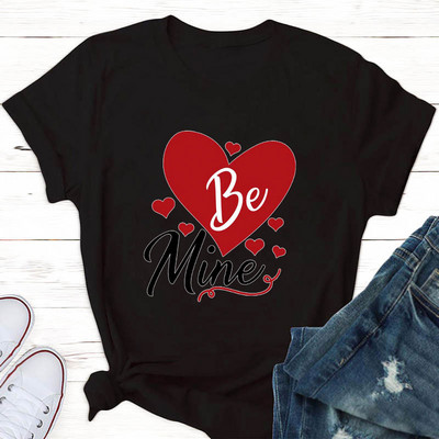 Νέο Happy Valentine`s Day Κόκκινη καρδιά γραφικά γυναικεία μπλουζάκια Μαύρο Harajuku μόδας κοντό μανίκι δώρο ρούχων σε μεγάλο μέγεθος S-xxl