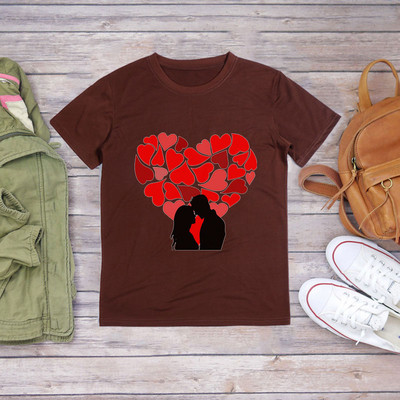 Νέο Happy Valentine`s Day Κόκκινη καρδιά γραφικά γυναικεία μπλουζάκια Μαύρο Harajuku μόδας κοντό μανίκι δώρο ρούχων σε μεγάλο μέγεθος S-xxl