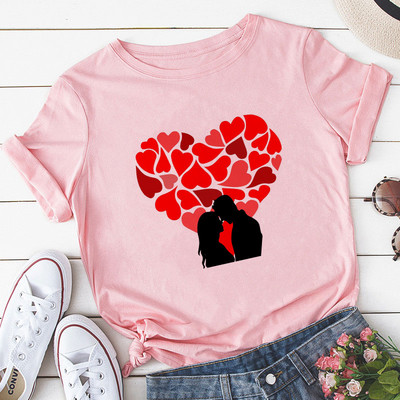 Νέο Happy Valentine`s Day Κόκκινη καρδιά γραφικά γυναικεία μπλουζάκια Μαύρο Harajuku μόδας κοντό μανίκι δώρο ρούχων σε μεγάλο μέγεθος S-xxl