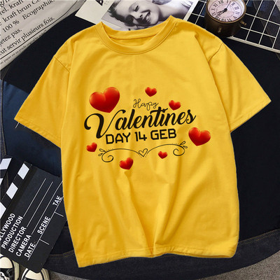 Νέο Happy Valentine`s Day Κόκκινη καρδιά γραφικά γυναικεία μπλουζάκια Μαύρο Harajuku μόδας κοντό μανίκι δώρο ρούχων σε μεγάλο μέγεθος S-xxl