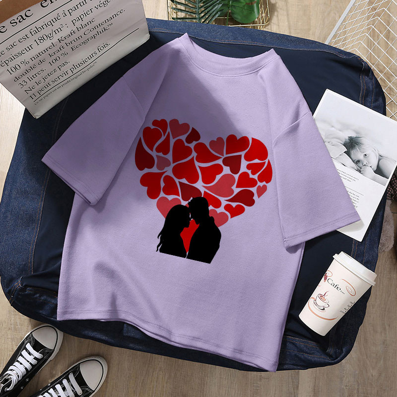 Uus Head sõbrapäeva Punase Südamega Naiste T-särgid Must Harajuku Mood lühikeste varrukatega Suures suuruses riided kingitus S-xxl