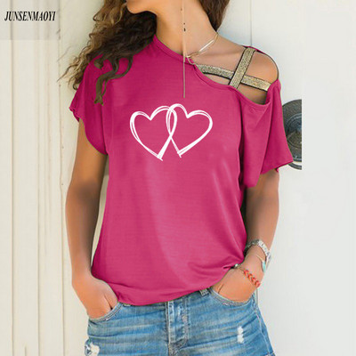 Suvine mood Kahe armastusmustriga t-särk naiste T-särk vabaaja topp Harajuku särk lühikeste varrukatega naiste t-särk S-5XL