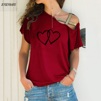 Suvine mood Kahe armastusmustriga t-särk naiste T-särk vabaaja topp Harajuku särk lühikeste varrukatega naiste t-särk S-5XL