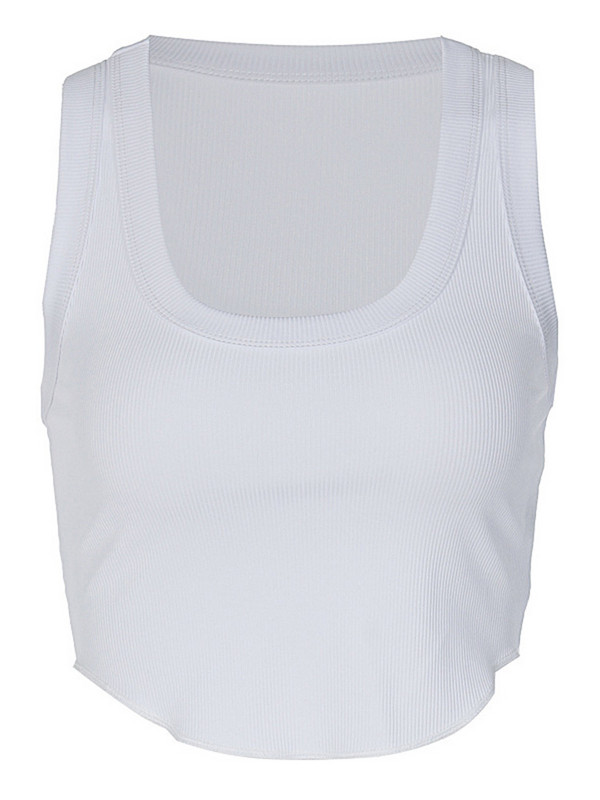 Cu nervuri gât pătrat alb sexy subțire Y2K crop tank top vară femei Goth haine Streetwear vacanță casual comerț cu ridicata