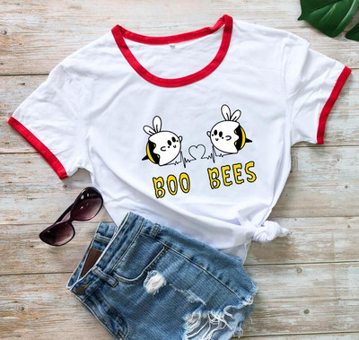 BOO BEES Heart Naiste T-särk Armsad mesilased Halloweeni särk kawaii mesilased T-särgid naiste moe vabaaja puhas puuvillane kawaii stiilis top