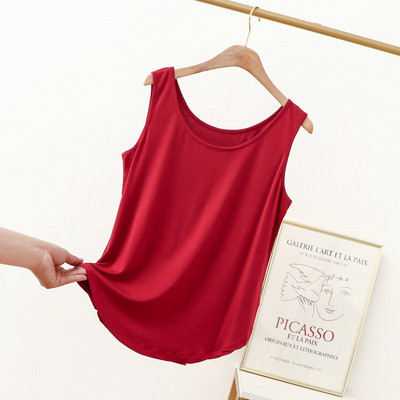 XL έως 6XL Modal φανελάκι με λαιμόκοψη Καλοκαιρινή γυναικεία καμιζόλα Λεπτή φαρδιά αμάνικη μπλούζα μονόχρωμη Μπλουζάκι μεγάλου μεγέθους