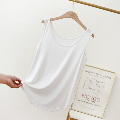 XL έως 6XL Modal φανελάκι με λαιμόκοψη Καλοκαιρινή γυναικεία καμιζόλα Λεπτή φαρδιά αμάνικη μπλούζα μονόχρωμη Μπλουζάκι μεγάλου μεγέθους