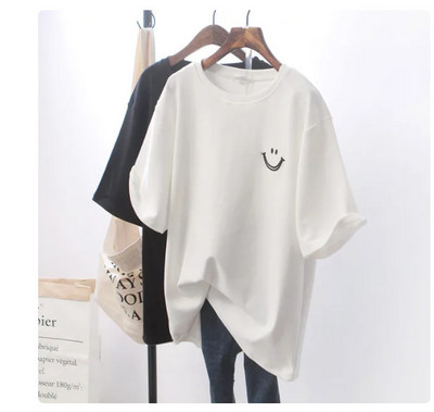 2024 suvine uus naiste lühikeste varrukatega lõhkeaine lahtine puuvillane valge t-särk naiste t-särk