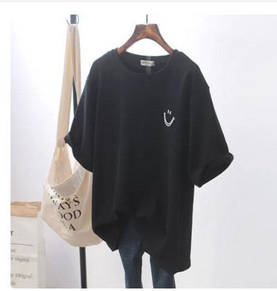 2024 suvine uus naiste lühikeste varrukatega lõhkeaine lahtine puuvillane valge t-särk naiste t-särk