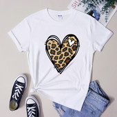 Retro Valentine Leopard Heart T-särk Armas naiste Graafiline sõbrapäeva särk Trendikas sõbrapäeva kingituste särk