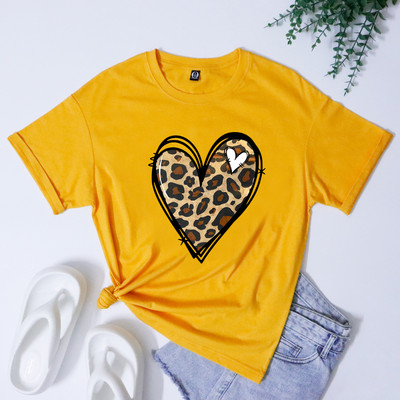 Retro Valentine Leopard Heart T-särk Armas naiste Graafiline sõbrapäeva särk Trendikas sõbrapäeva kingituste särk