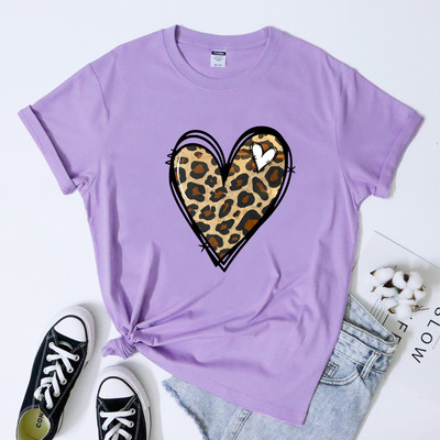 Retro Valentine Leopard Heart T-särk Armas naiste Graafiline sõbrapäeva särk Trendikas sõbrapäeva kingituste särk