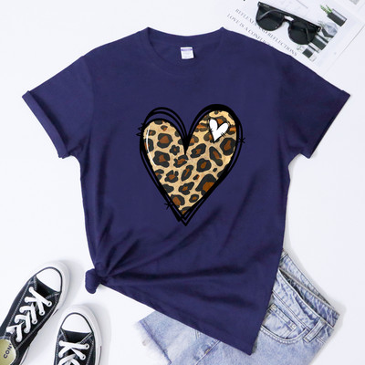 Retro Valentine Leopard Heart T-särk Armas naiste Graafiline sõbrapäeva särk Trendikas sõbrapäeva kingituste särk