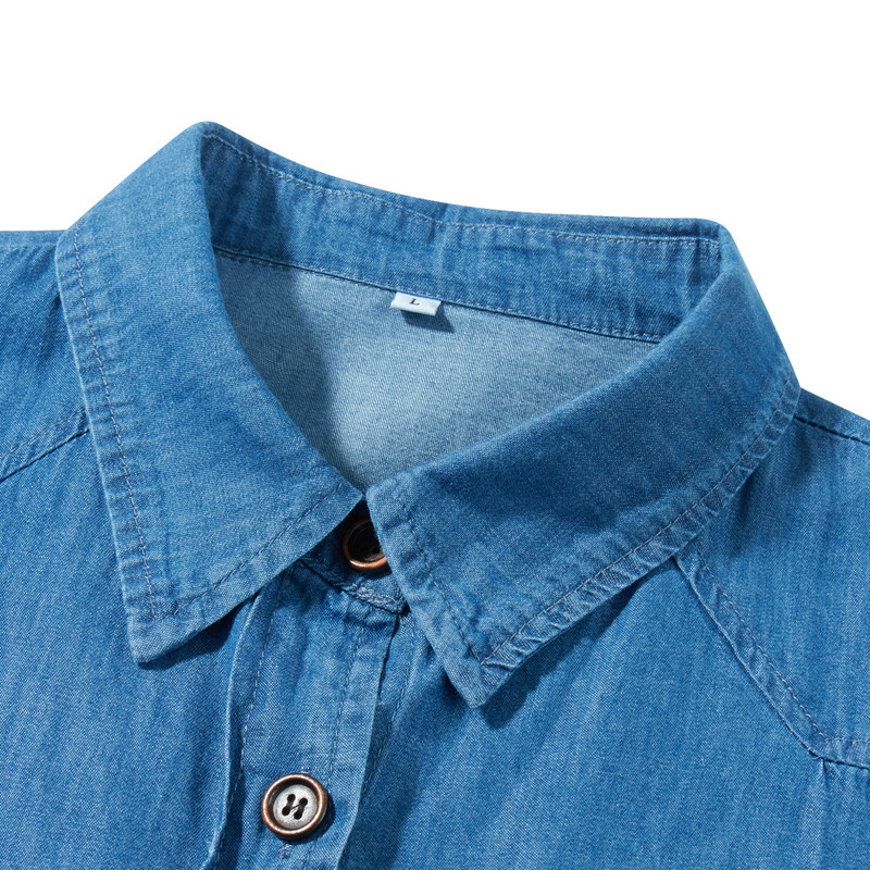 2024 Moda femei buzunare nasturi Topuri cu curea ocazional denim cămașă rochie bluză cu mâneci lungi rochie blugi cămașă rochii