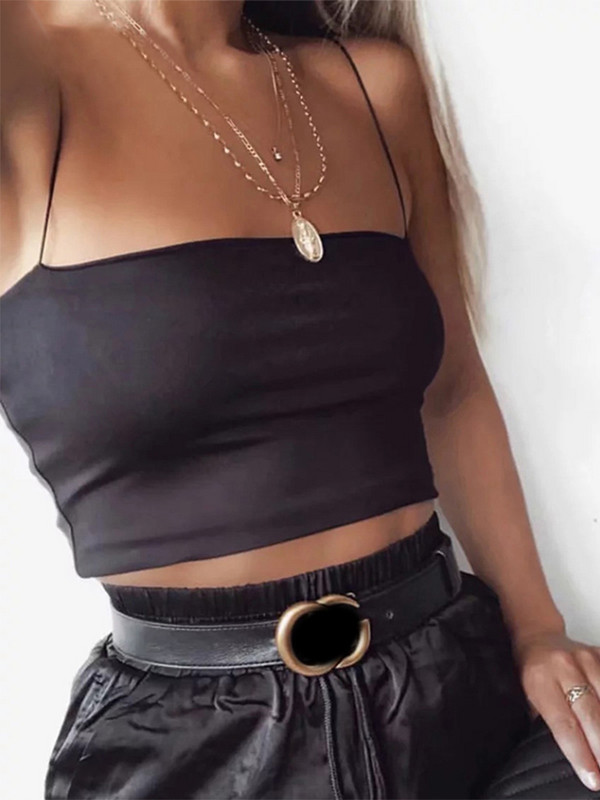 2024. aasta suvine naiste Crop Top seksikas elastne puuvillane Camis varrukateta lühike tang