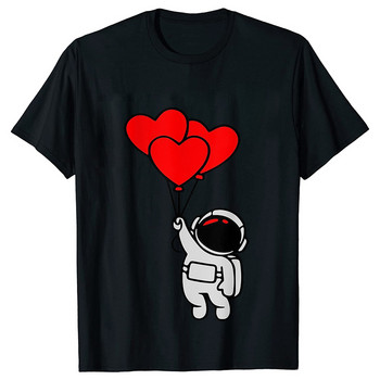 Γυναικείο T-shirt Casual Kawaii Astronaut Heart Tshirt Heart Love Space T-shirts Casual γυναικεία ρούχα μαύρα τοπ