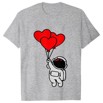 Γυναικείο T-shirt Casual Kawaii Astronaut Heart Tshirt Heart Love Space T-shirts Casual γυναικεία ρούχα μαύρα τοπ