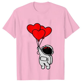 Γυναικείο T-shirt Casual Kawaii Astronaut Heart Tshirt Heart Love Space T-shirts Casual γυναικεία ρούχα μαύρα τοπ