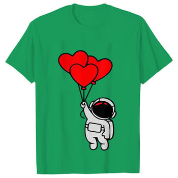 Γυναικείο T-shirt Casual Kawaii Astronaut Heart Tshirt Heart Love Space T-shirts Casual γυναικεία ρούχα μαύρα τοπ