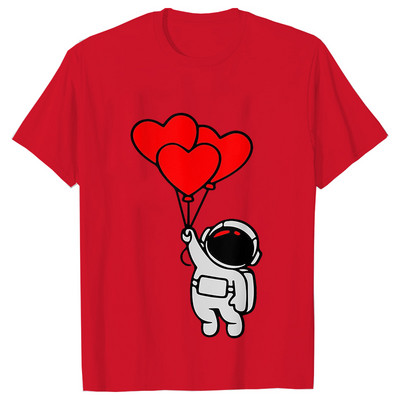 Γυναικείο T-shirt Casual Kawaii Astronaut Heart Tshirt Heart Love Space T-shirts Casual γυναικεία ρούχα μαύρα τοπ