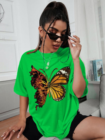 My Heart Is Burning Like This Tricouri de femeie din bumbac Tricouri sportive confortabile Tricouri hipster perfecte Tricou original de vară