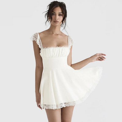 Moda femei rochie lungă din dantelă vară elegantă curea rochie sexy de petrecere pe plajă cu bretele deschise la spate fete fără mâneci