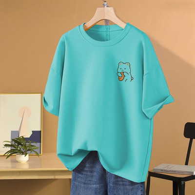 Naiste koomiksitrükiga T-särk suvine lahtine O-kaelusega lühikeste varrukatega puhtast puuvillast T-särgid vabaaja šikk Y2k pulloverid M-5XL