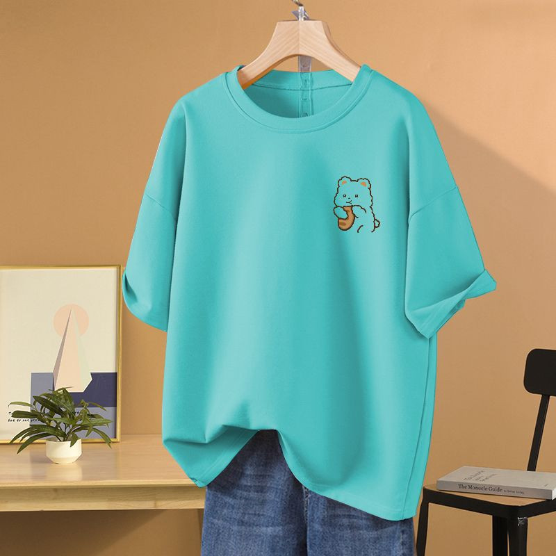 Naiste koomiksitrükiga T-särk suvine lahtine O-kaelusega lühikeste varrukatega puhtast puuvillast T-särgid vabaaja šikk Y2k pulloverid M-5XL