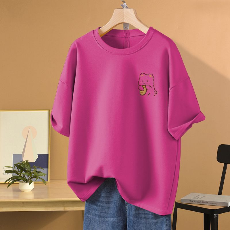Naiste koomiksitrükiga T-särk suvine lahtine O-kaelusega lühikeste varrukatega puhtast puuvillast T-särgid vabaaja šikk Y2k pulloverid M-5XL