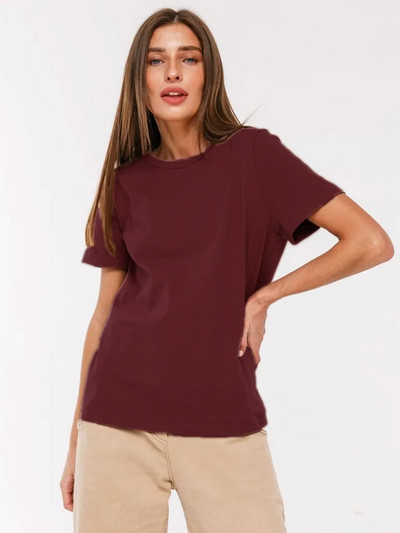 Bornladies Καλοκαιρινό 100% βαμβακερό γυναικείο μπλουζάκι με πάτο Basic Μοντέρνα μοντέρνα γυναικεία κοντομάνικα φαρδιά μπλουζάκια 230g/㎡ Μπλουζάκια