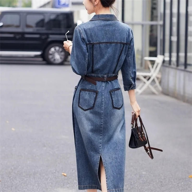 Rochie din blugi Rochie ocazională de modă Rochie de cămașă albastră nouă de înaltă calitate pentru femei Rochie temperamentală primăvară toamnă 2023