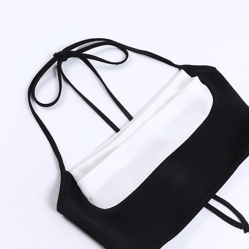 Bijela skraćena majica Ženske majice s otvorenim ramenima Kamizoli Ulična odjeća Y2k patchwork Jednobojne majice otvorenih leđa Ljetna ženska odjeća