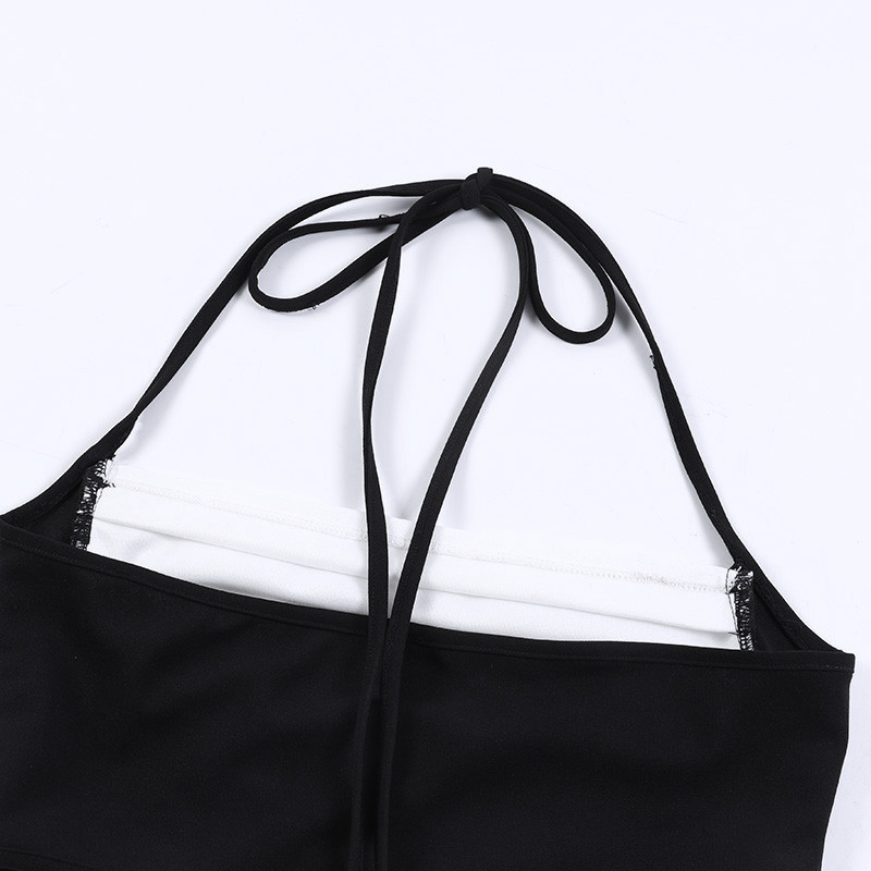 Bijela skraćena majica Ženske majice s otvorenim ramenima Kamizoli Ulična odjeća Y2k patchwork Jednobojne majice otvorenih leđa Ljetna ženska odjeća