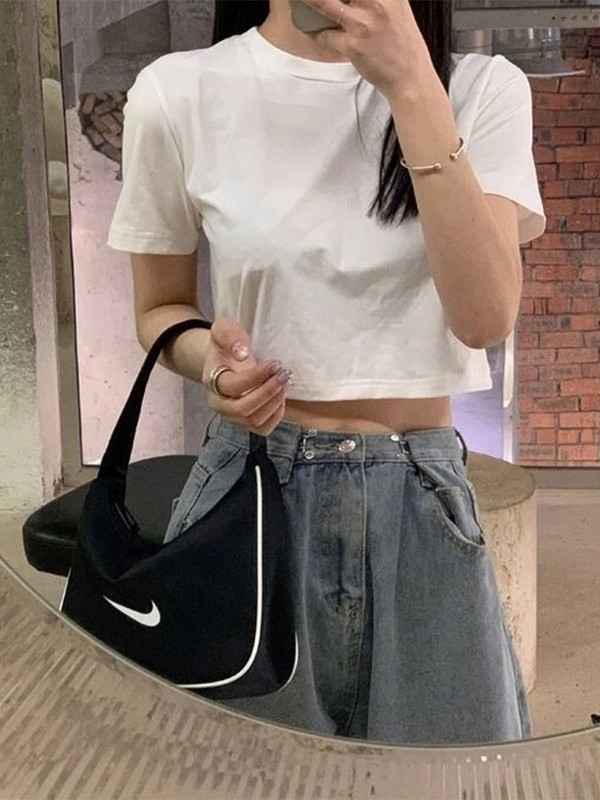 Ženska skraćena majica Jednobojna seksi minimalistička vruća rasprodaja Tanka ležerna moda Preppy Chic Basic Topovi u korejskom stilu Popularno