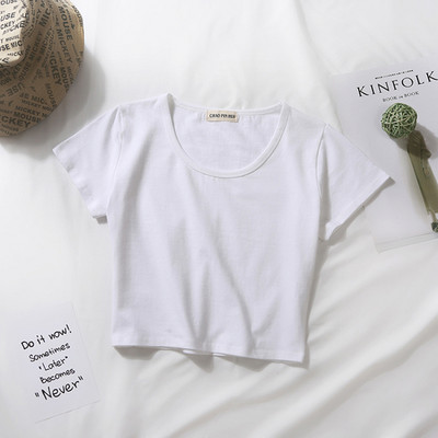 Γυναικείο μπλουζάκι καλοκαιρινής μόδας 2023 Κοντό μανίκι O-λαιμόκοψη casual βαμβακερό μαύρο λευκό κόκκινο κίτρινο μπλουζάκια Γυναικεία μπλουζάκια Crop