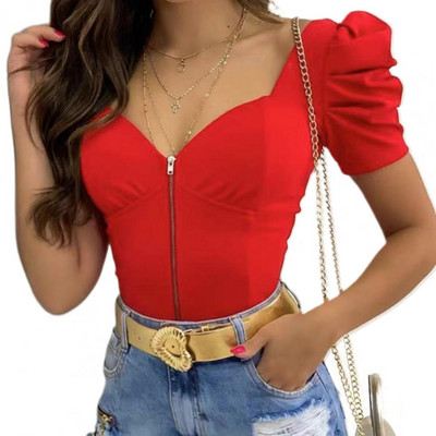 Sügis Talv Kevad Uus Mood vabaaja Seksikad Naiste riided T-särgid Pullover Topid Lillemustrilised puhvis varrukad top