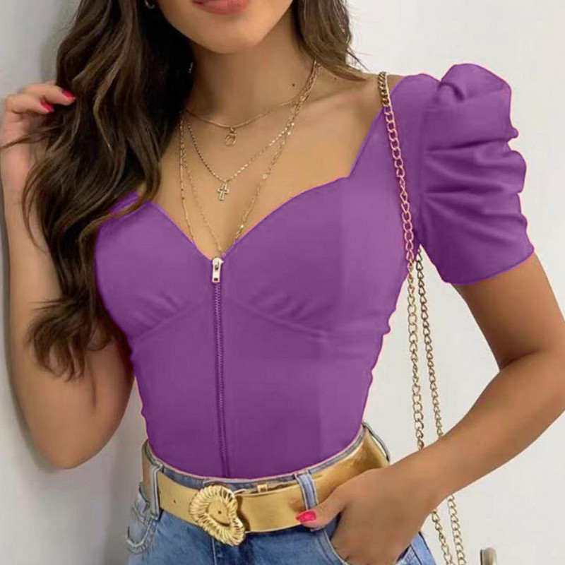 Sügis Talv Kevad Uus Mood vabaaja Seksikad Naiste riided T-särgid Pullover Topid Lillemustrilised puhvis varrukad top