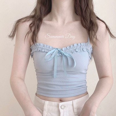 Suvine naiste Tube Top Sexy Bow Tank Top Naiste Varrukateta Korsett Top Naiste Pesu Päikesed Õhukesed Rihmad Camisole White Crop top