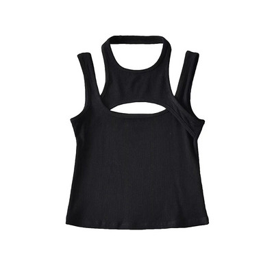 Crop Top asimetric y2k E-girl Scobit tricotat Corset Top Fără mâneci Mini vestă cu gâtul O De bază Casual Sporty Vară