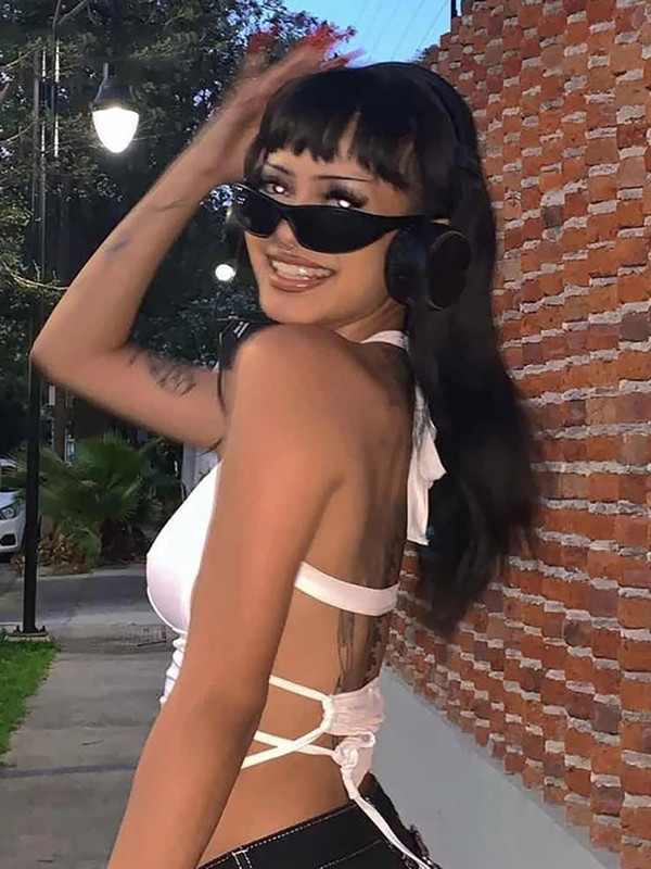 Y2K seksikad seljataga suvekärbitud naiste topsid, 2022. aasta valged varrukateta sidemed, päitsetega paakitopsid 90ndate Cami tänavarõivad