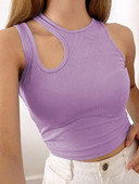 Seksikas ribiga kootud särk naistele Suvine soliidne O-kaelusega varrukateta Crop Tops Street Vintage Korea mood särk Vest Y2K riided