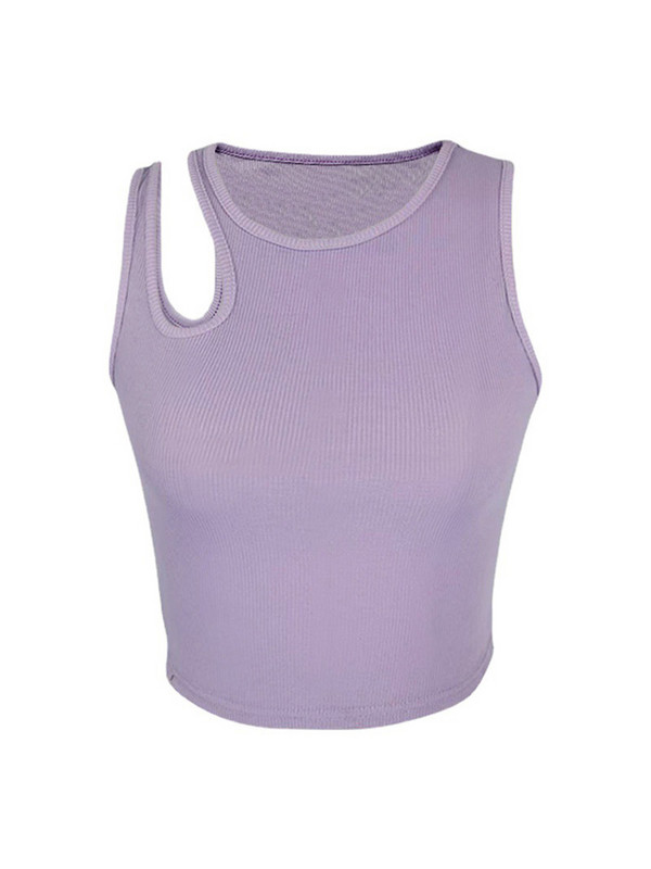 Seksikas ribiga kootud särk naistele Suvine soliidne O-kaelusega varrukateta Crop Tops Street Vintage Korea mood särk Vest Y2K riided